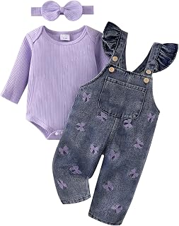 Baby Girl Clothes Newborn Romper Infant Jeans Adjustable Suspender Overalls Cute Headband 3Pcs Outfits Set 0-18 Months