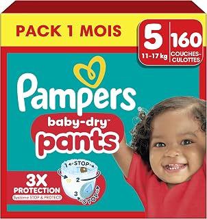 Pampers Baby-Dry Pants Size 5 x 160 cm Pack of 1 Month | 12kg-17kg 360° protection against leaks day and night. Easy to change. Pack 1 month.