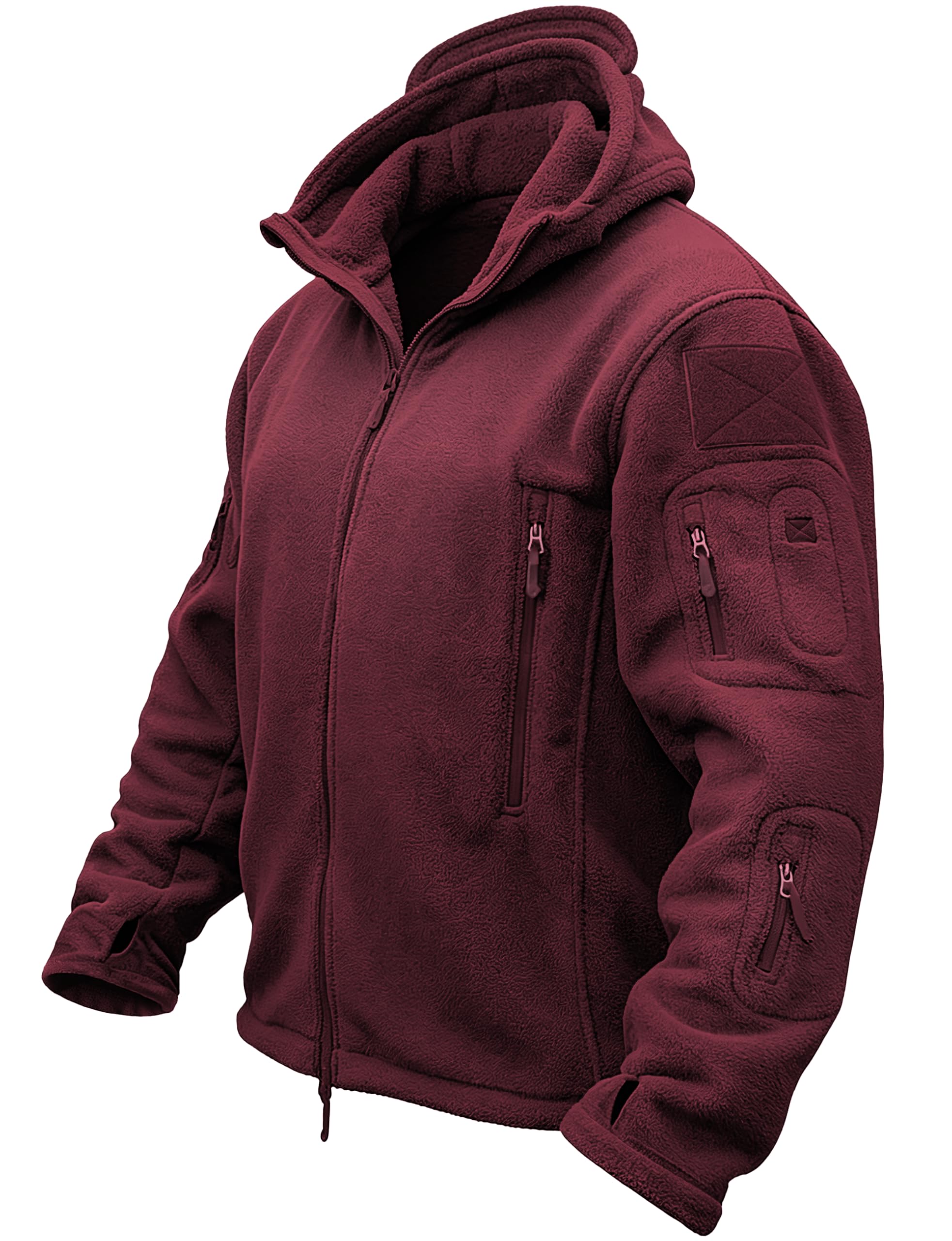 TACVASEN Mens Fleece Jacket Full Zip Tactical Hoodies Winter Coats Windproof Hoo
