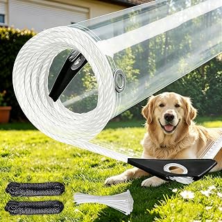 Clear Tarpaulin Waterproof Heavy Duty 3m x 4m Transparent Tarpaulin with Eyelets PVC Heavy Duty Tarpaulin Waterproof for Chicken Coops Greenhouses Gardens Rabbit Hutch Outdoor Roof Protection