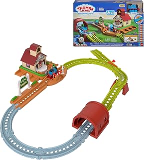 ​Thomas & Friends Bell Station Playset & Push-Along Thomas Toy Train | Includes 1 Engine & Track with Train-Play Details: Bell, Passenger Carousel, Tunnel & Gate, by Fisher-Price