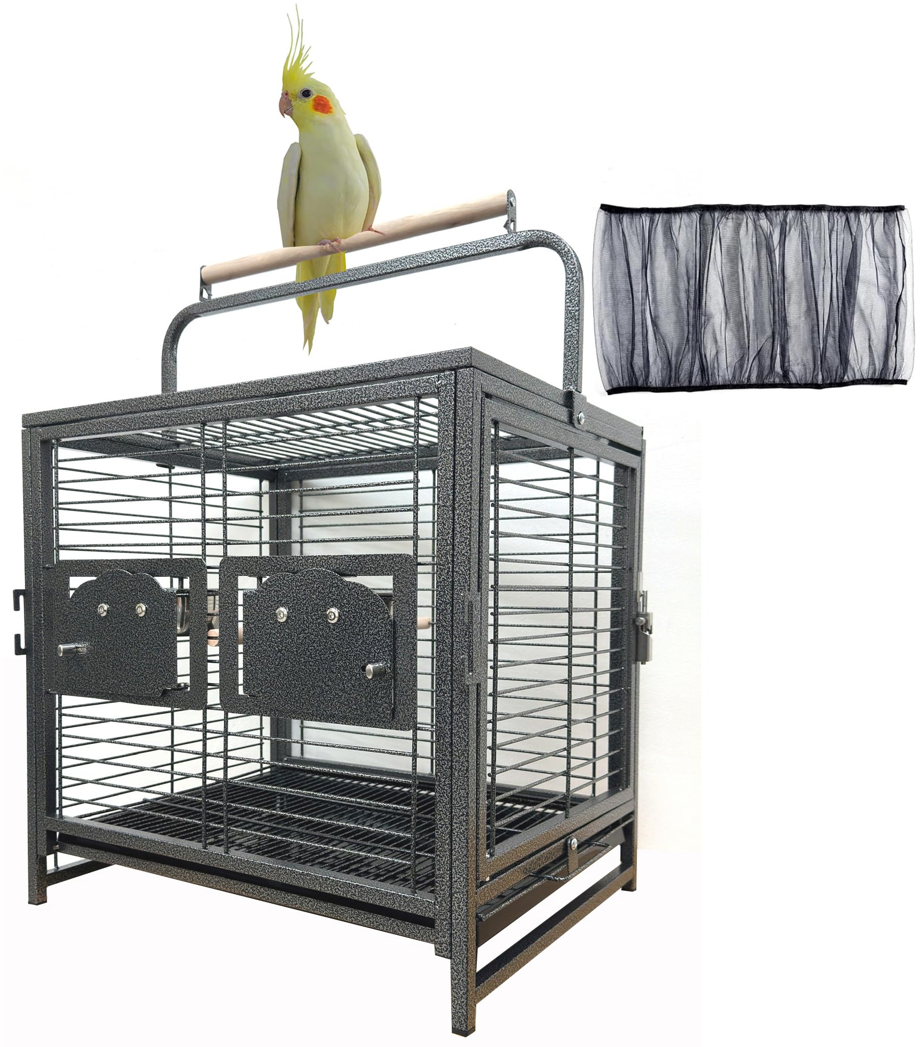 Deluxe Portable Durable Wrought Iron Bite-Proof Bird Travel Parrot Vet Carrier C