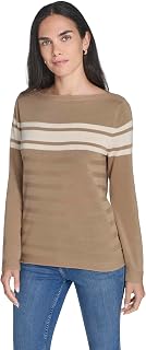 Nautica Women's Mariner Stripe Pullover Boatneck Long Sleeve