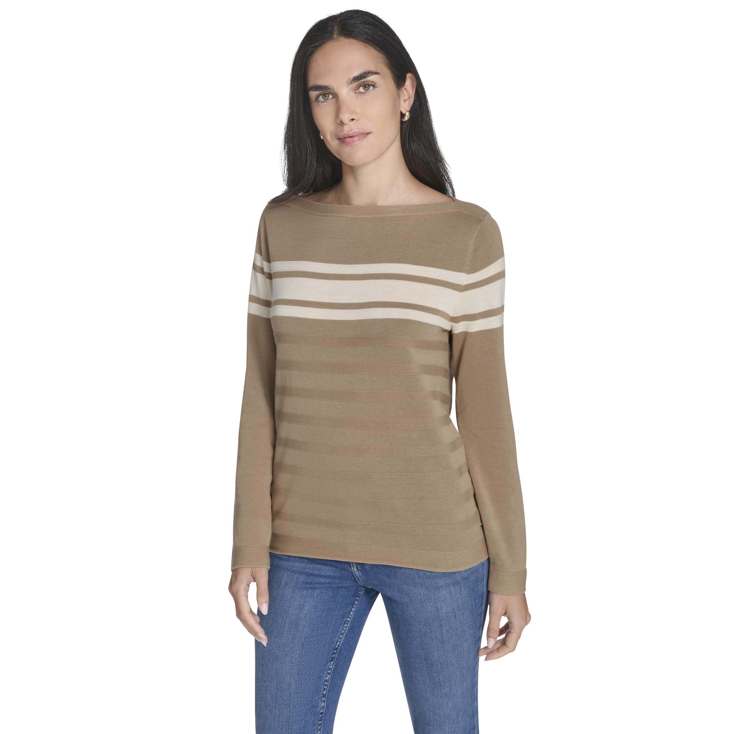 Nautica Women's Mariner Stripe Pullover Boatneck Long Sleeve
