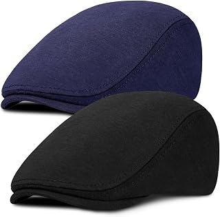 Senker Fashion 2 Pack Newsboy Cap for Men, Wool Blend Tweed Flat Cap