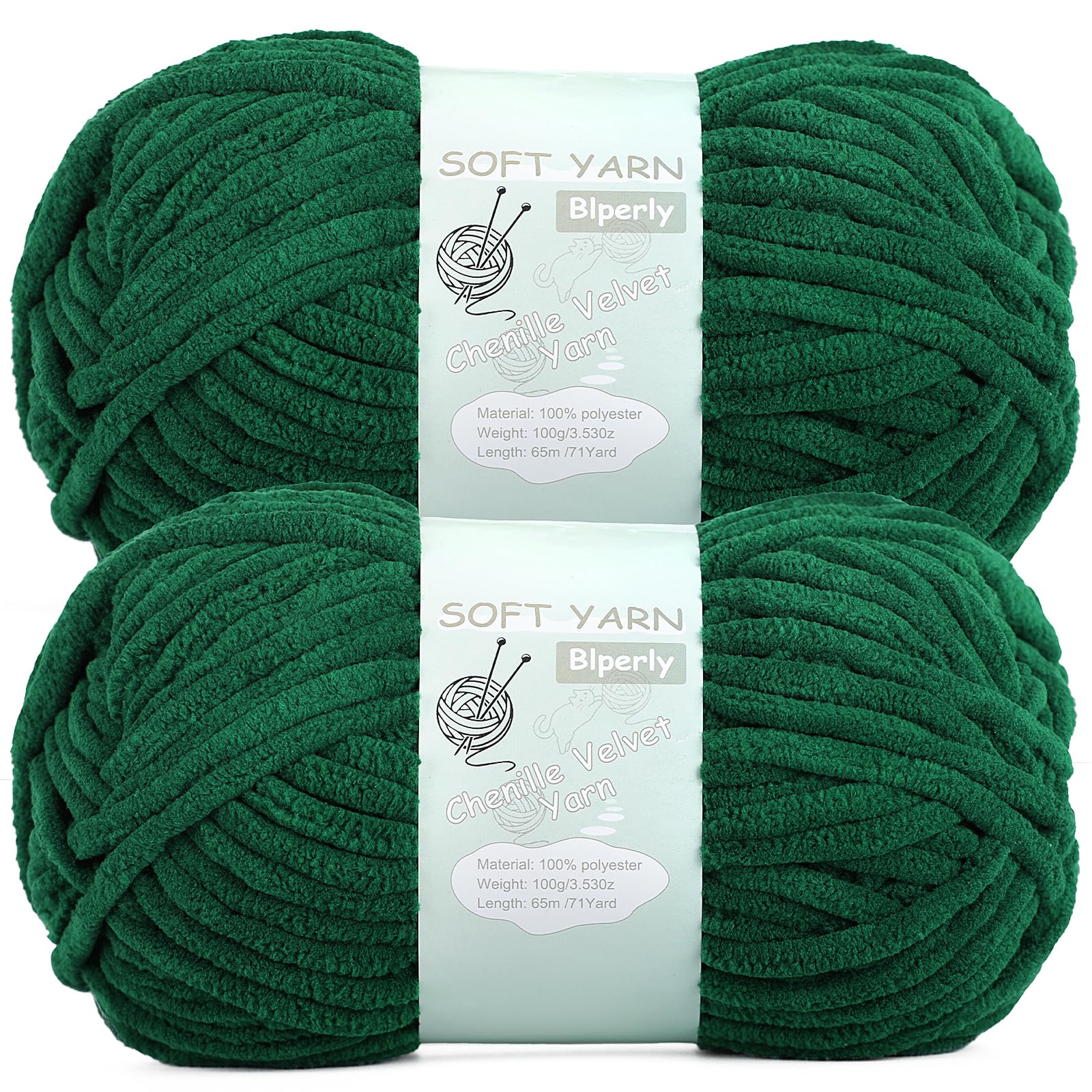 Chunky Chenille Yarn Velvet Soft Super Bulky Size 6 for Crocheting Knitting, Bab