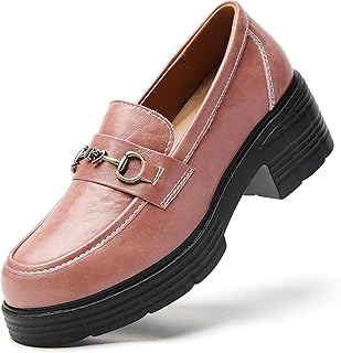 Loafers for Women Slip On Penny Platform Chunky Heeled Loafers Lady
