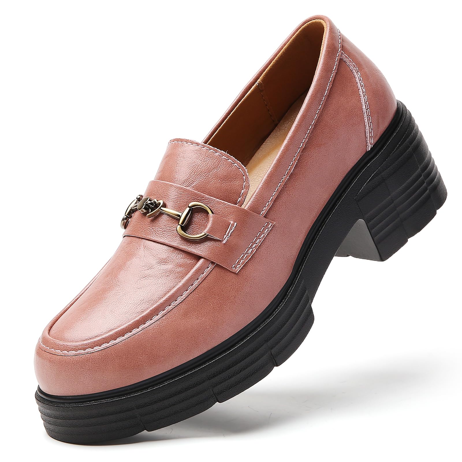 Loafers for Women Slip On Penny Platform Chunky Heeled Loafers Lady