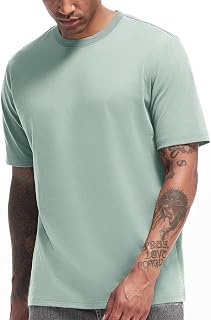 VEIISAR Men's Heavy Weight Crew Neck T-Shirt Mens Premium Cotton Tee - Pre Shrunk S-3XL