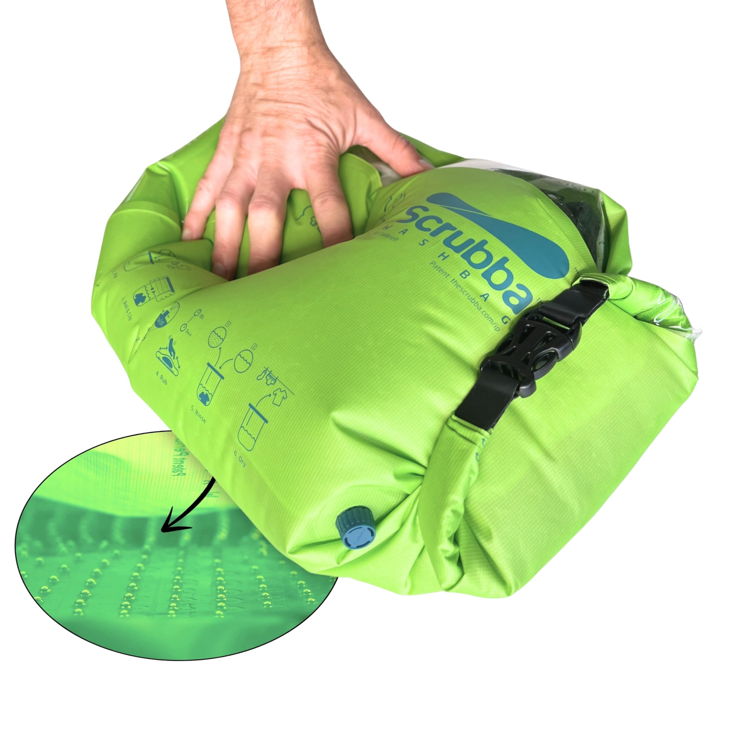 Scrubba Wash Bag Patented Washboard-in-a-Bag™ 5 oz Travel Clothes Washer | Pack 
