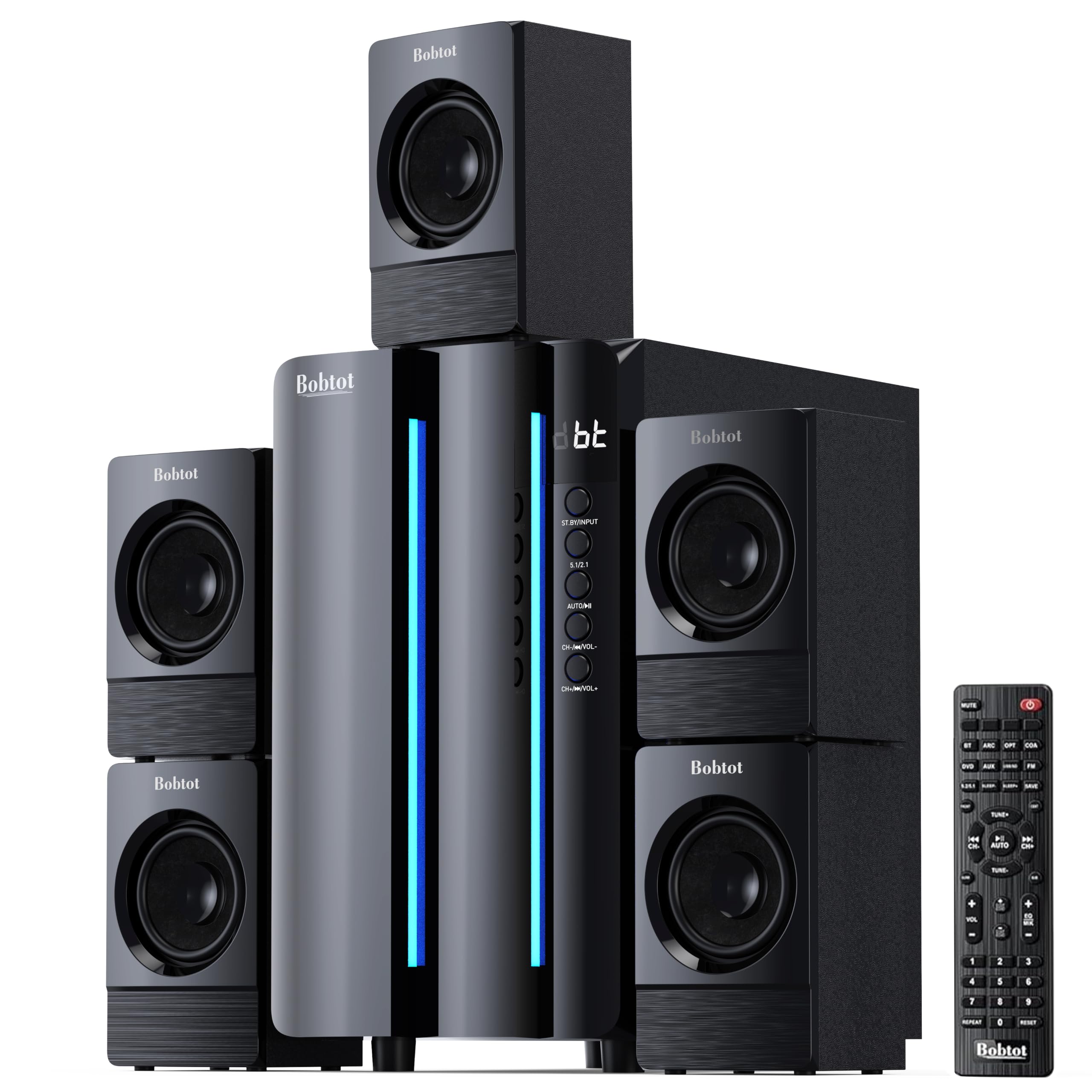 Bobtot Home Theater Surround Sound System for TV, 6.5" Subwoofer 800W Peak | Dee