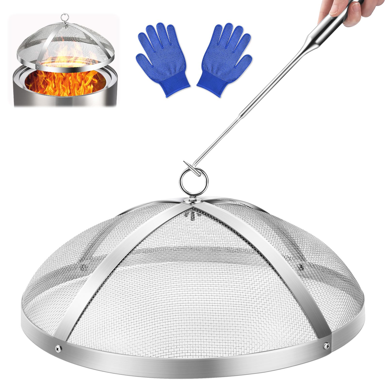 Fire Pit Spark Screen for Solo-Stove Bonfire 19.5", Stainless Steel Bonfire Shei