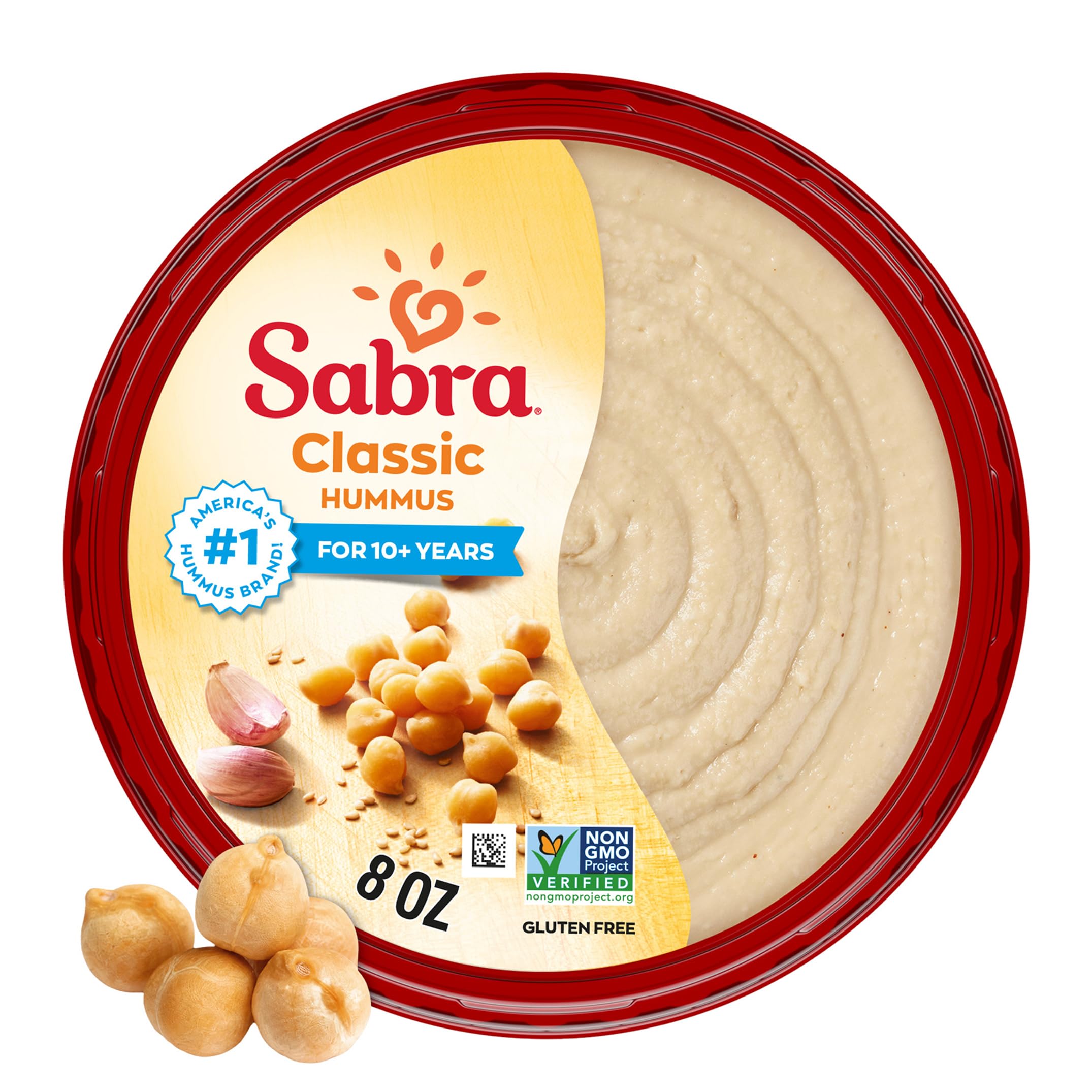 Sabra Classic Hummus Dip for Healthy Snacking & Sharing - 8 Oz | Smooth & Creamy