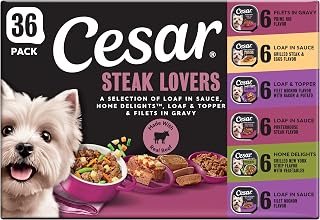 Cesar Wet Dog Food, Steak Lovers Variety Pack, 3.5 oz, 36 count