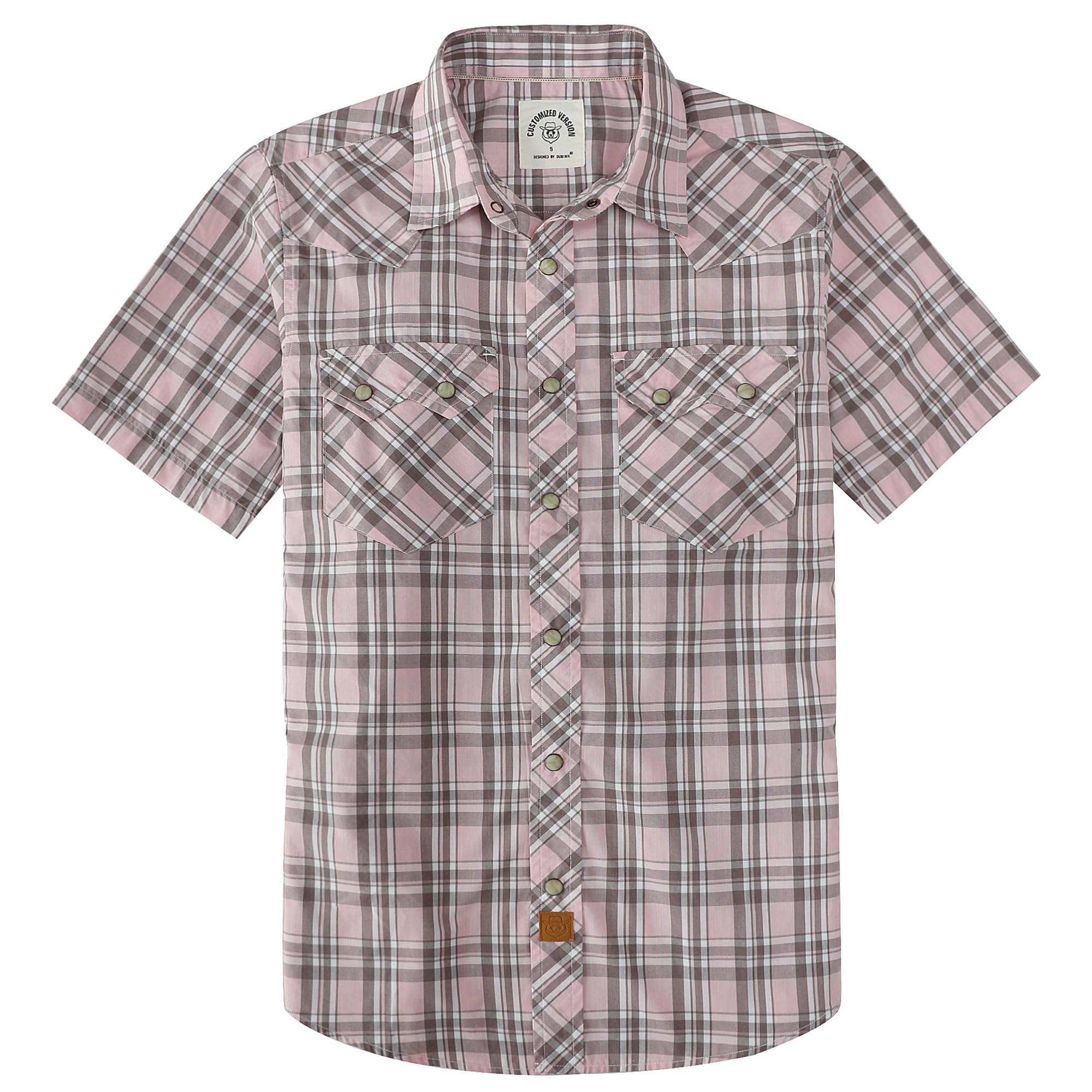 Dubinik® Pearl Snap Western Shirt for Men Short Sleeve 2 Sawtooth Pocket
