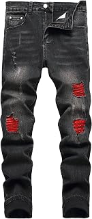 Men's Slim Fit Stretch Jeans Ripped Skinny Jeans for Men, Fashion Straight Leg Comfort Flex Waist Cargo Denim Pants