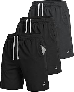 NY Threads 3 Pack Men's Athletic Shorts Quick Dry Lightweight Workout Running Gym Shorts with Pockets