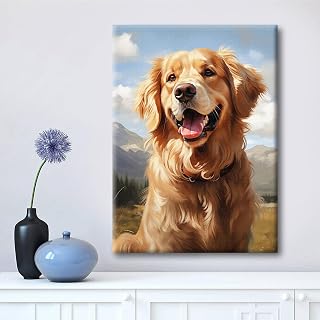 Framed Canvas Wall Art Print, Modern Ready to Hang Home Decor Dog, Wall Hanging Decor Painting Poster Artwork for Living Room, Bedroom, Bathroom, Gift, Home Decoration 7.8 x 11 Inch