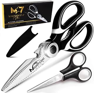 Magnificent Kitchen Scissor, Heavy Duty Scissors For Kitchen Use With Safety Cover & Extra Gift, Soft Grip & Multi-Functional Utility Scissors, Shears For Meat Poultry Herbs Cutting, Bottle Jar Opener
