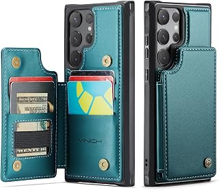 Vinich for Samsung Galaxy S24 Ultra Wallet Case with Card Holder, Bluegreen