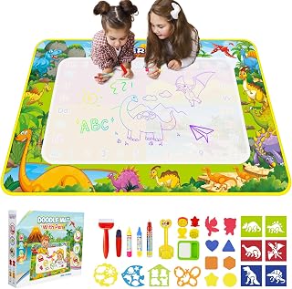 Water Painting Mat, Reusable Magic Board 110 x 70 cm – Early Learning Educational Toy for Children 2-6 Years, Ink and Stain Free Gift with 4 Pens and Drawing Book