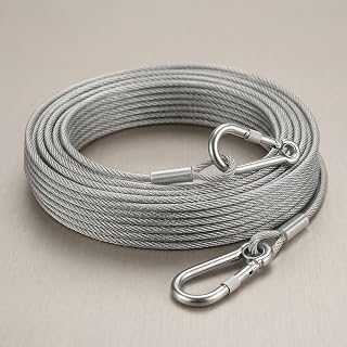Dog Leash 2M Heavy Duty Chew Proof Stainless Steel Dog Leash with Anti-Bite Metal Chain with Double Carabiners for Outdoor Medium Large Training Camping