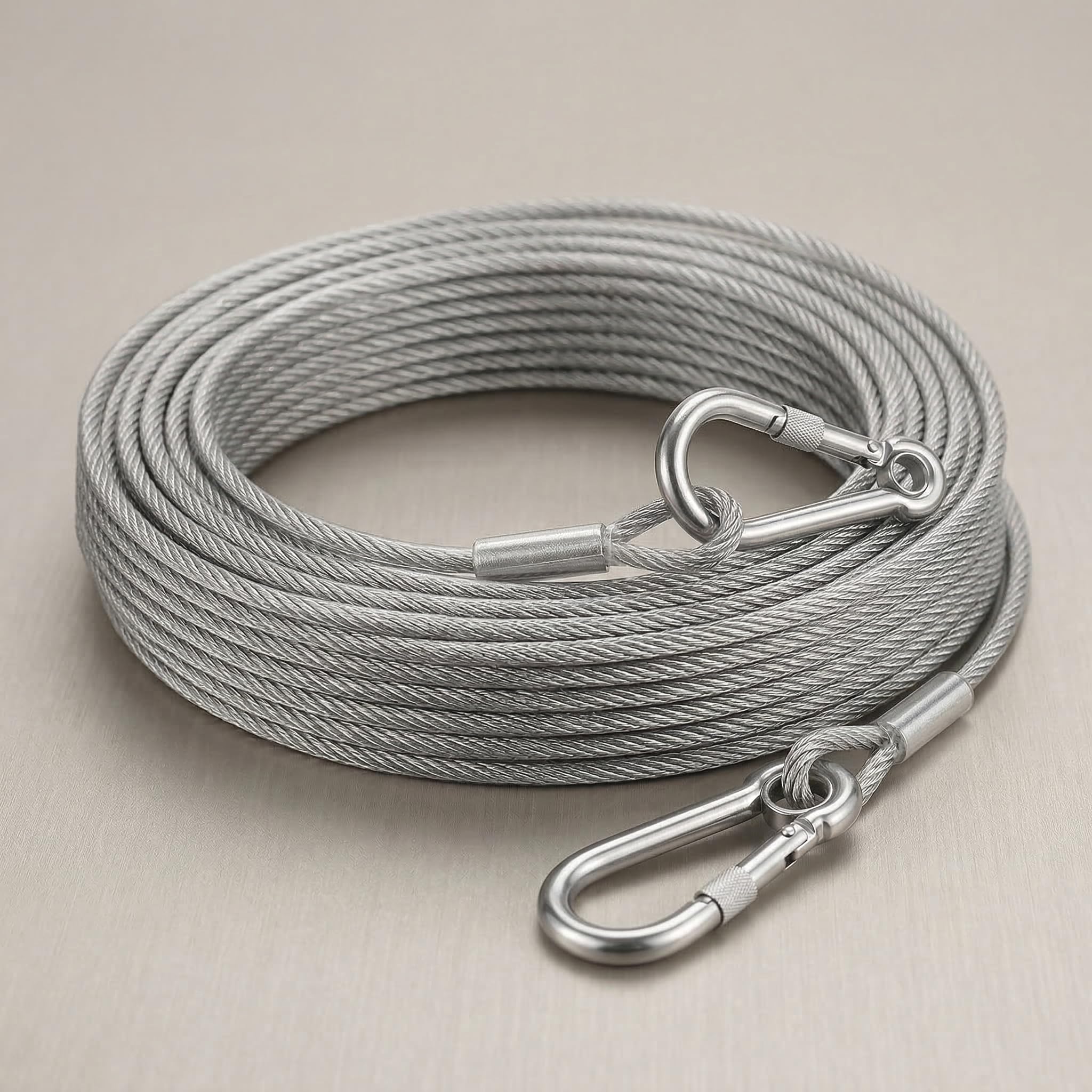 Dog Leash 2M Heavy Duty Chew Proof Stainless Steel Dog Leash with Anti-Bite Meta