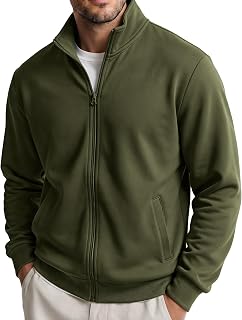 COOFANDY Mens Zip Up Sweatshirt Lightweight Fleece Jacket Casual Sweaters
