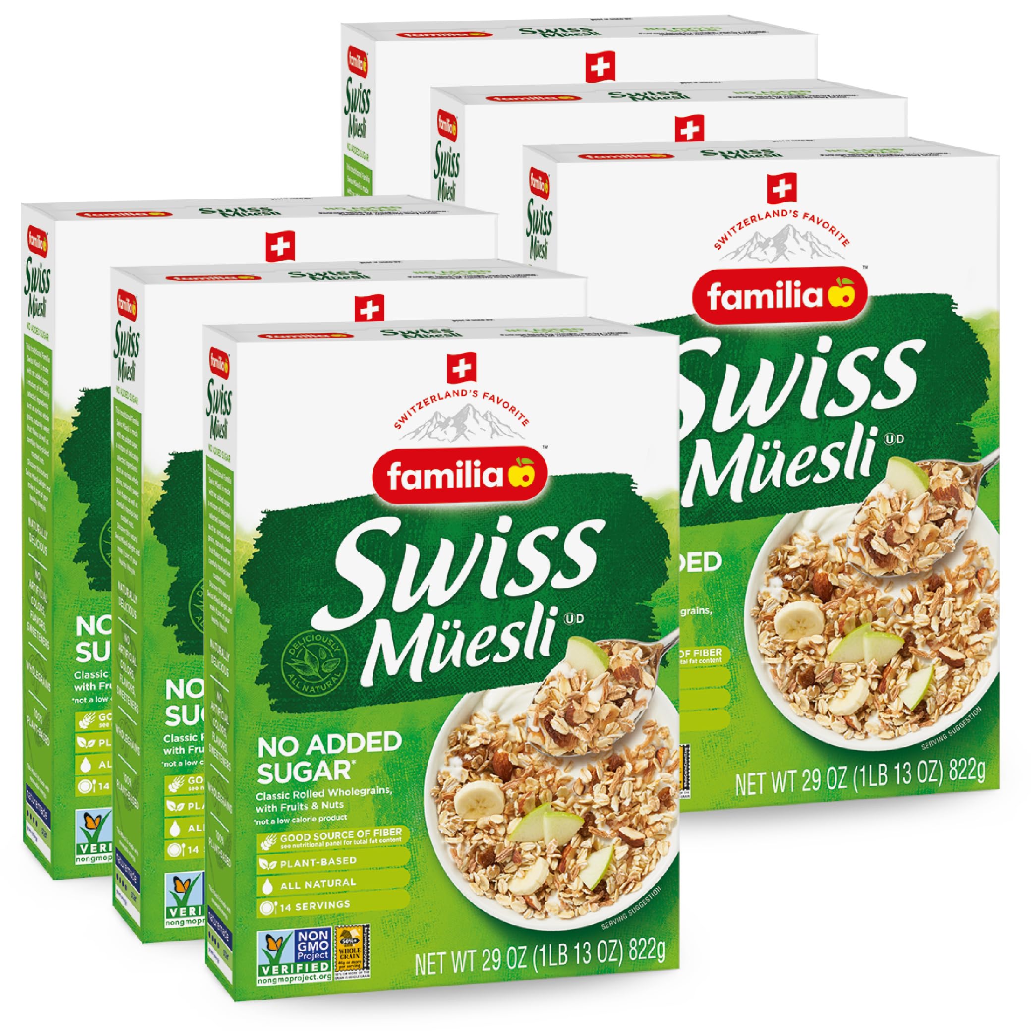 Familia Swiss Muesli Cereal, 0g Added Sugar, Energy-Packed Cereal with Raisins, 