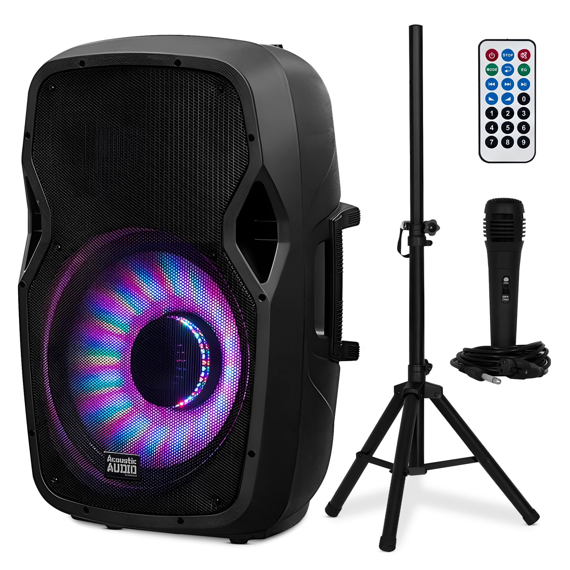 Acoustic Audio by Goldwood 1000W Bluetooth PA Speaker with LED, Mic & Stand | La