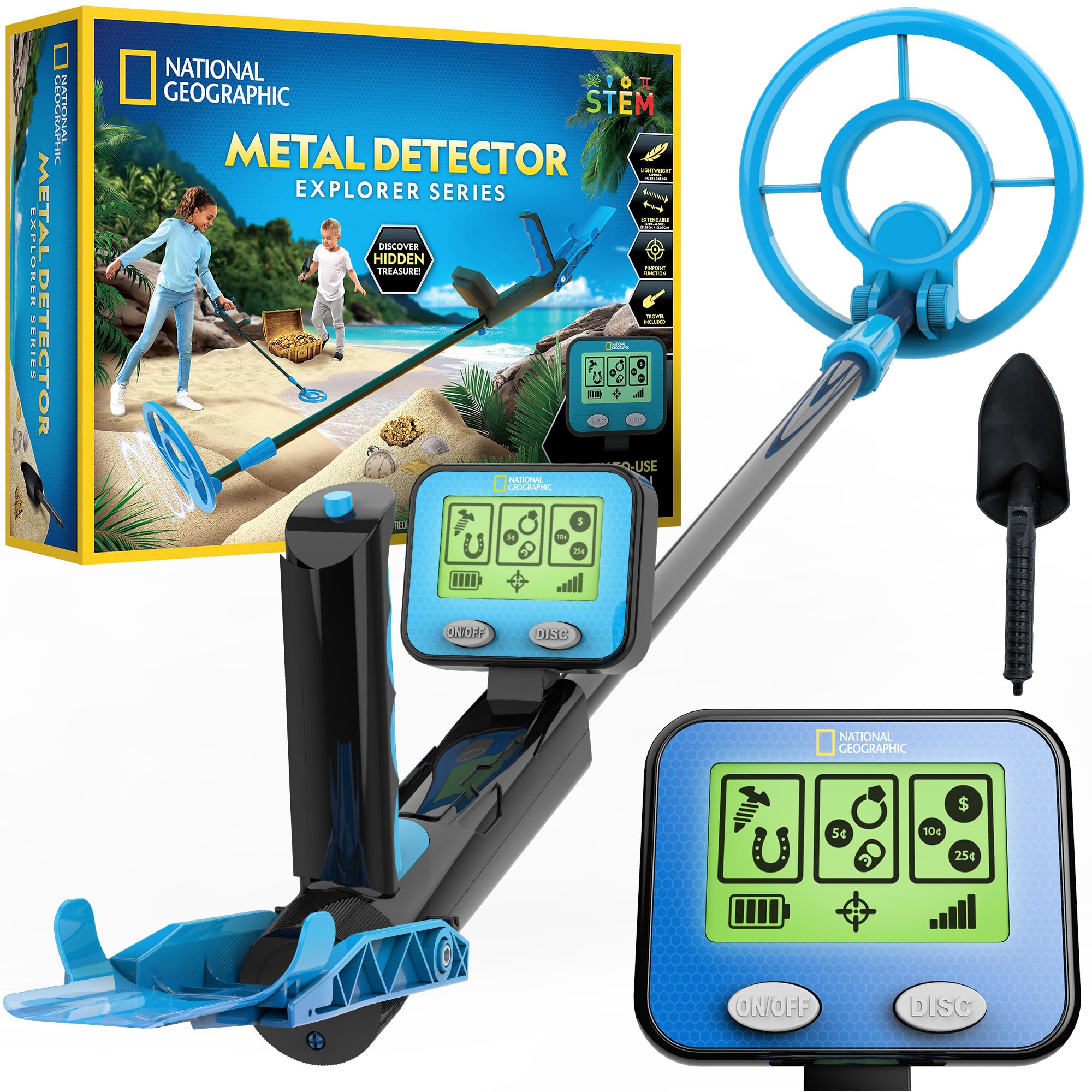National Geographic Metal Detector for Kids with Pinpoint Function | 7.4-Inch Wa