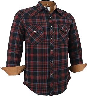 Coevals Club Mens Flannel Shirts Corduroy Lined Western Snap Button Up Cotton Regular Fit Long Sleeve Plaid Solid Shirts