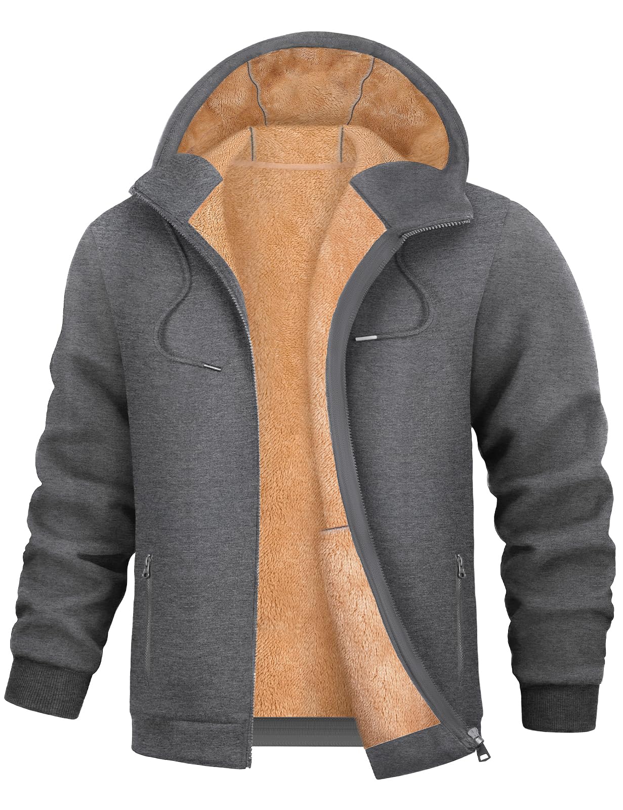 Xnova Mens Hoodies Long Sleeve Fleece Lined Ribbed Cuff Winter Extra Warm Mens W