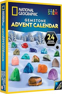 National Geographic 2026 Gemstone Advent Calendar for Kids 8-12 | 2026 Advent Calendar for Kids with 24 Gems, Complete Rock Collection Christmas Countdown Calendar, STEM Activity