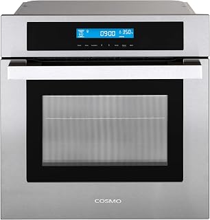 24 in. Lumin Coll 2.9 cu ft Electric Wall Oven, True Convection, Stainless | Cosmo C106SIX-PT 8 Oven Functions, Digital Touch Controls, Interior Lighting, Child Safety Lock, Drip Pan Included