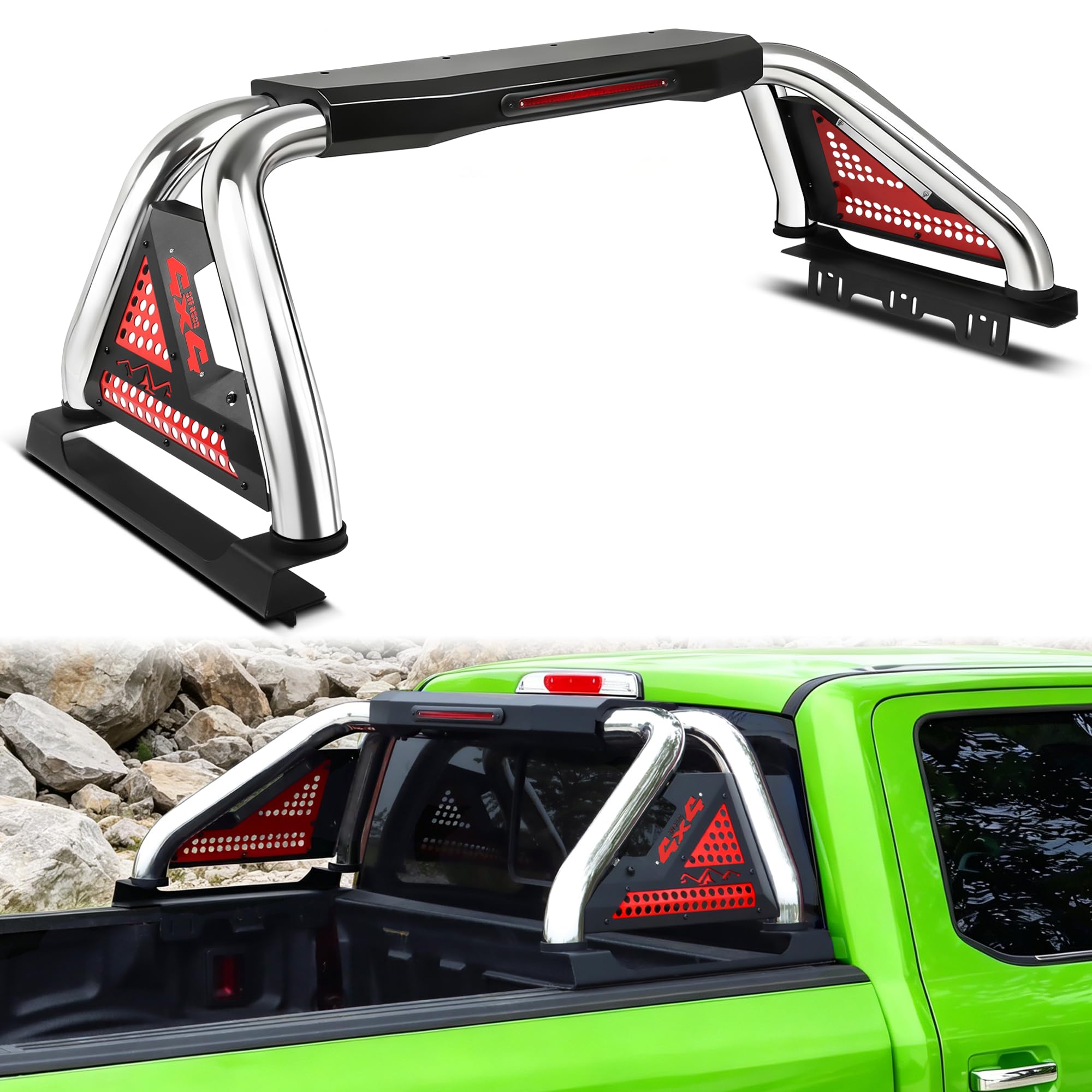 OSOTORERO Universal Adjustable Roll Bar for Truck with Brake Light | Heavy-Duty 