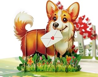CUTPOPUP Corgi Dog – Anniversary Card, 3D Birthday Card, Anniversary Gift, Couple, Greeting Card Wedding (Corgi Dog) US8-LO189ES