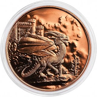 Welsh Red Dragon Celtic 1 oz Pure .999 Copper Round Bullion Coin in Capsule with COA by Heavenly Metals