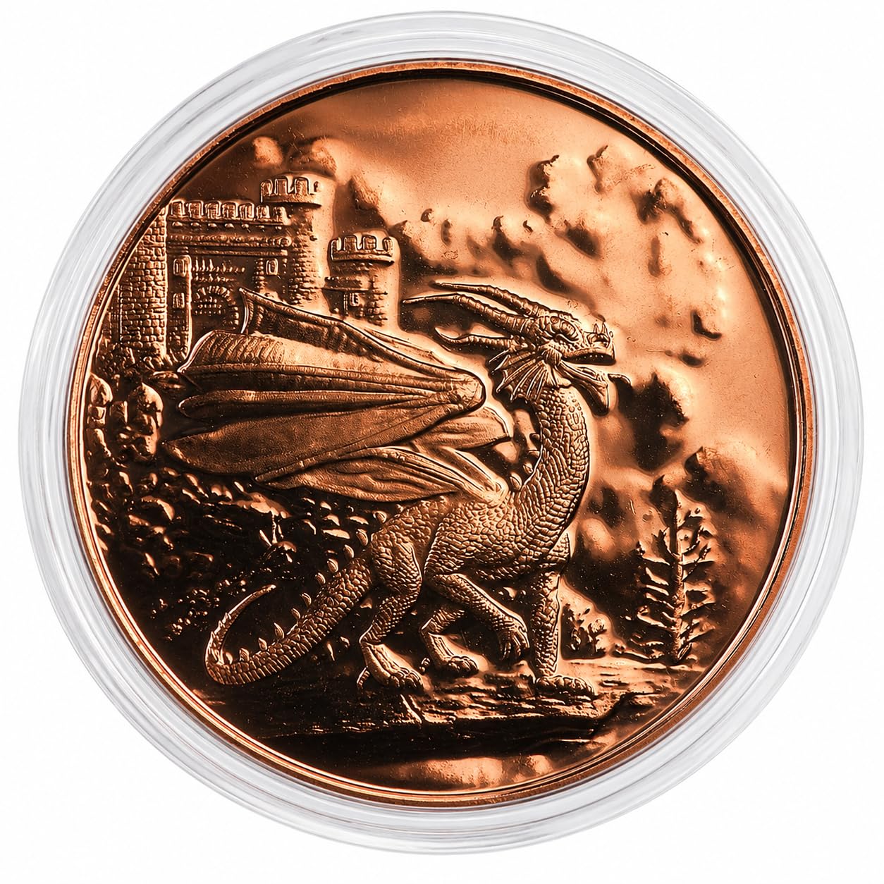 Welsh Red Dragon Celtic 1 oz Pure .999 Copper Round Bullion Coin in Capsule with