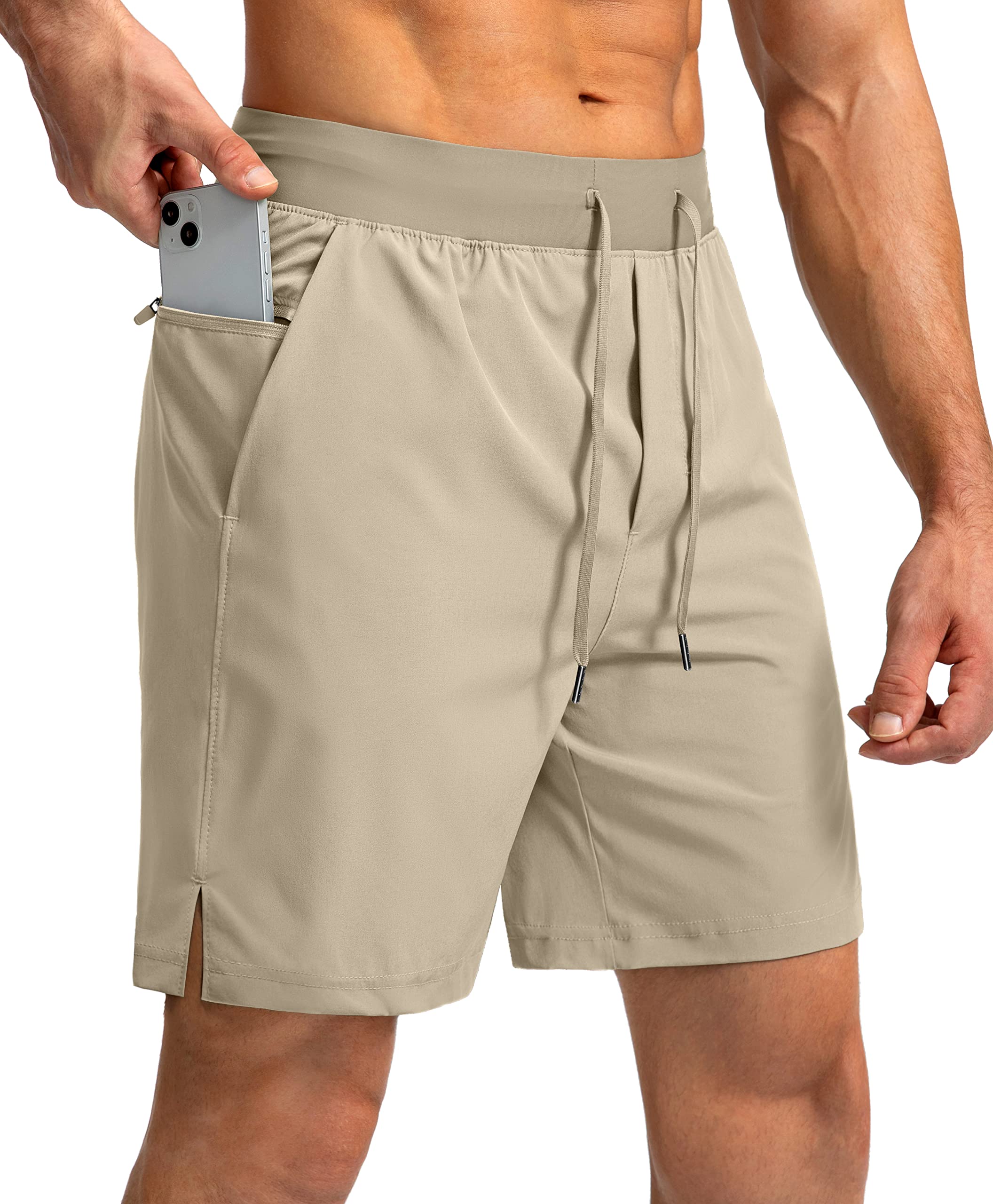 Soothfeel Men's Athletic Running Shorts with Zipper Pockets, 9"/7"/5