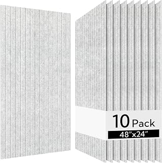 Olanglab Acoustic Wall Panels, 10 Pack, 48" x 24", Silver Gray | Acoustic Panels Sound Absorbing for Walls & Ceilings in Home Studios, Offices & Media Rooms. Easy-to-Cut