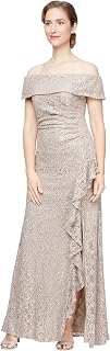 Alex Evenings Womens Long Foldover Off the Shoulder Dress