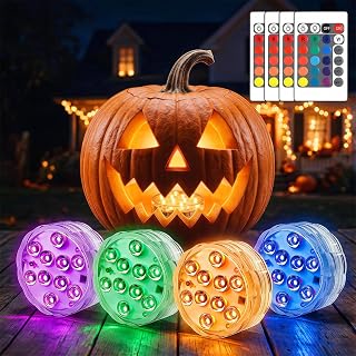 Submersible LED Pool Light, RGB Color Changing and Battery Powered Underwater LED Lights Waterproof with Remote (4 Packs)