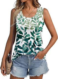 ORANDESIGNE Women Floral Print Tank Tops Sleeveless Round Neck Shirts Summer Casual Flowy Tops Loose Dresses 2025