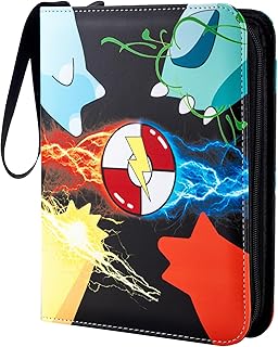Jravkfi Card Binder 4 Pocket‑Holds Up to 400 Cards | 3‑Ring Zipper Album with 50 Removable Sleeves, Ideal for Card Collectors, Black