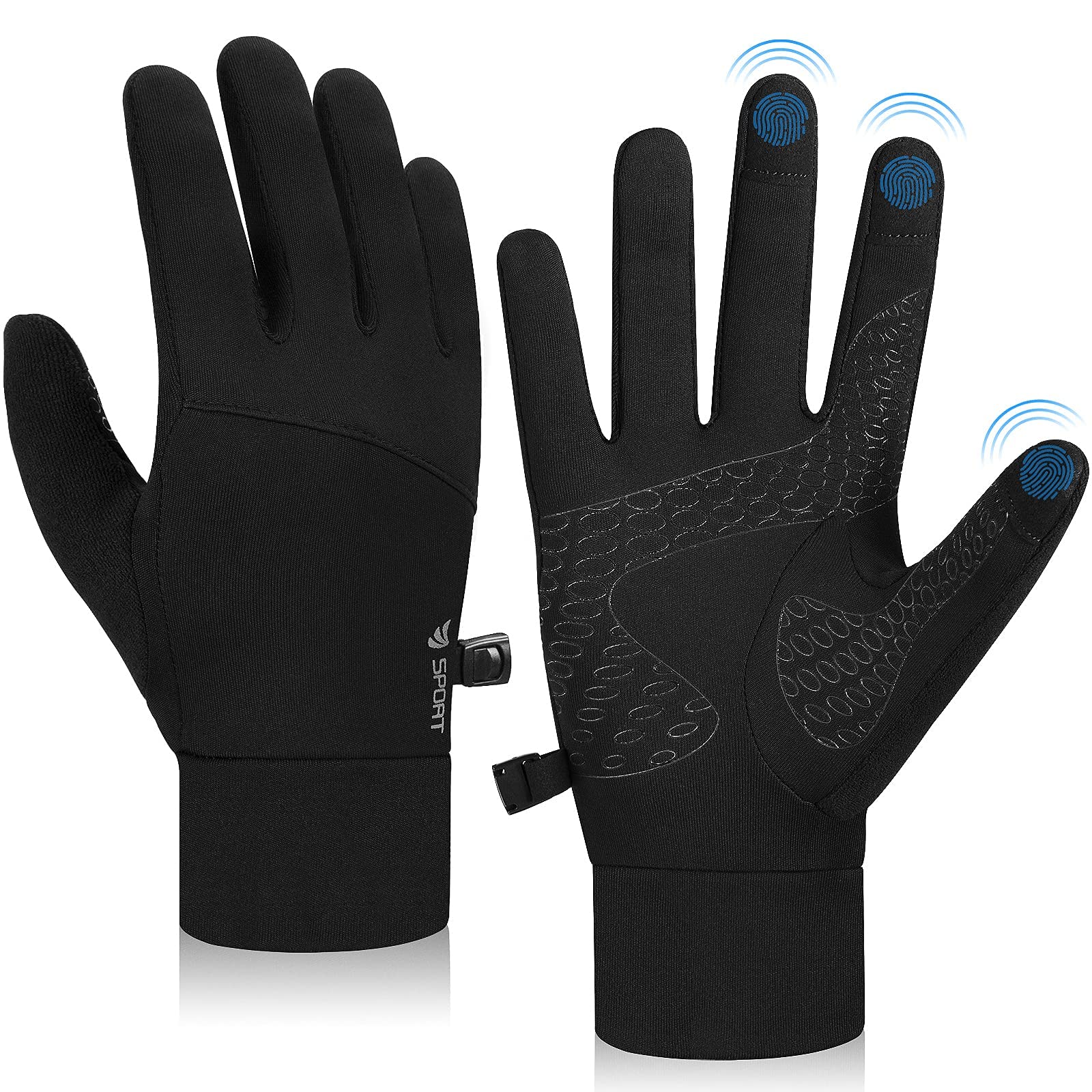 Lapulas Cycling Touch Screen Thin Gloves,Thermal Black Lightweight，Unisex