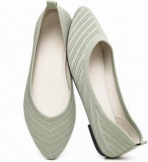 Women's Mesh Ballet Flats Slip On Pointed Toe Arch Support Dress Shoes Comfortable Knit Flats for Women