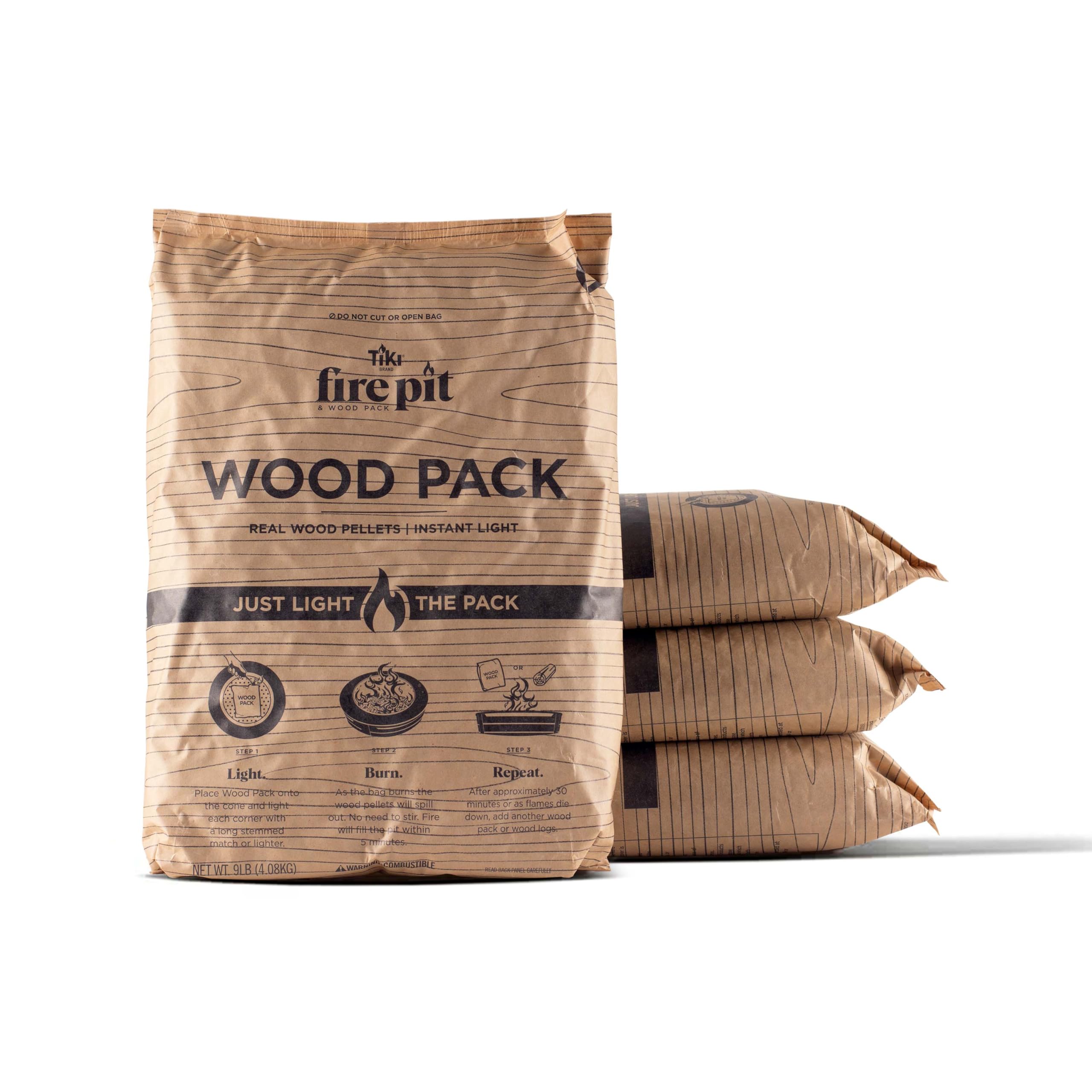 TIKI Wood Pack Wood Pellets for Smokeless Fire Pits, 4-Pack, 30+ Min Burn | Upcy