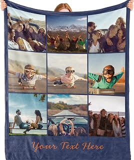 Bemaystar Custom Blanket - Personalized Photo Blanket, Customized with Pictures for Family, Friends, Kids, Pets - Wedding, Birthday