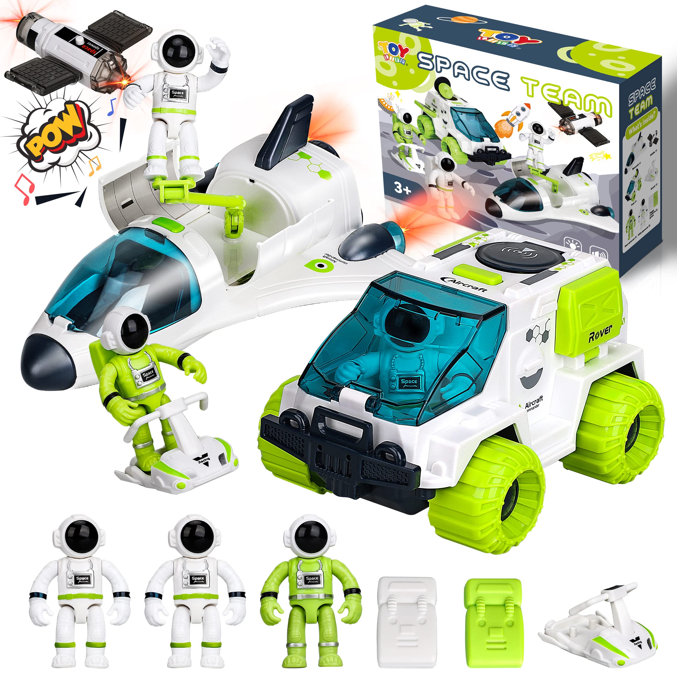 TOY Life Space Rocket Toys for Kids Shuttle Toy with Astronaut Figure and Rover 